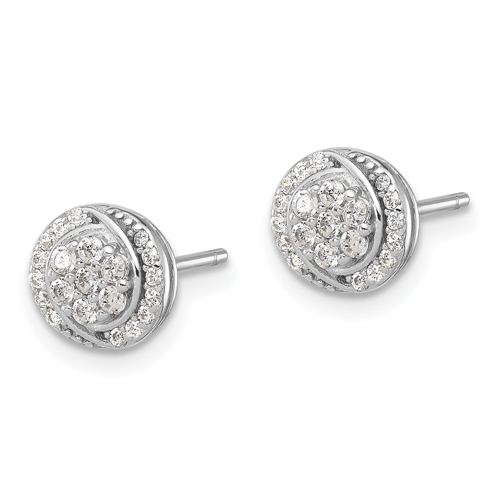 Sterling Silver Rhodium-plated Polished Cluster Pav‚ CZ Post Earrings