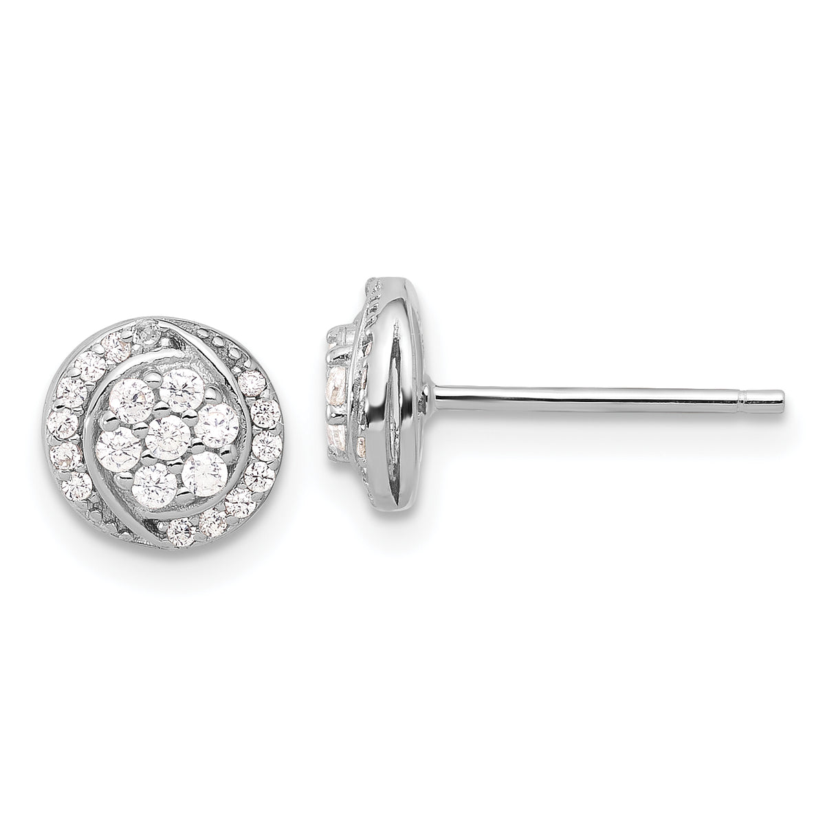 Sterling Silver Rhodium-plated Polished Cluster Pav‚ CZ Post Earrings