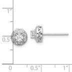 Sterling Silver Rhod-plated Textured Round CZ Cluster Post Earrings