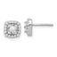 Sterling Silver Rhod-plated Polished CZ Square Center Halo Post Earrings