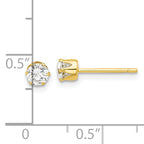 Sterling Silver Gold-tone Polished 6 Prong 4mm CZ Post Stud Earrings