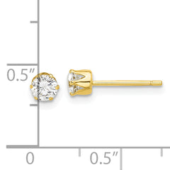 Sterling Silver Gold-tone Polished 6 Prong 4mm CZ Post Stud Earrings