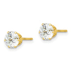 Sterling Silver Gold-Plated 6mm Cubic Zirconia Stud Earrings