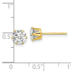 Sterling Silver Gold-Plated 6mm Cubic Zirconia Stud Earrings