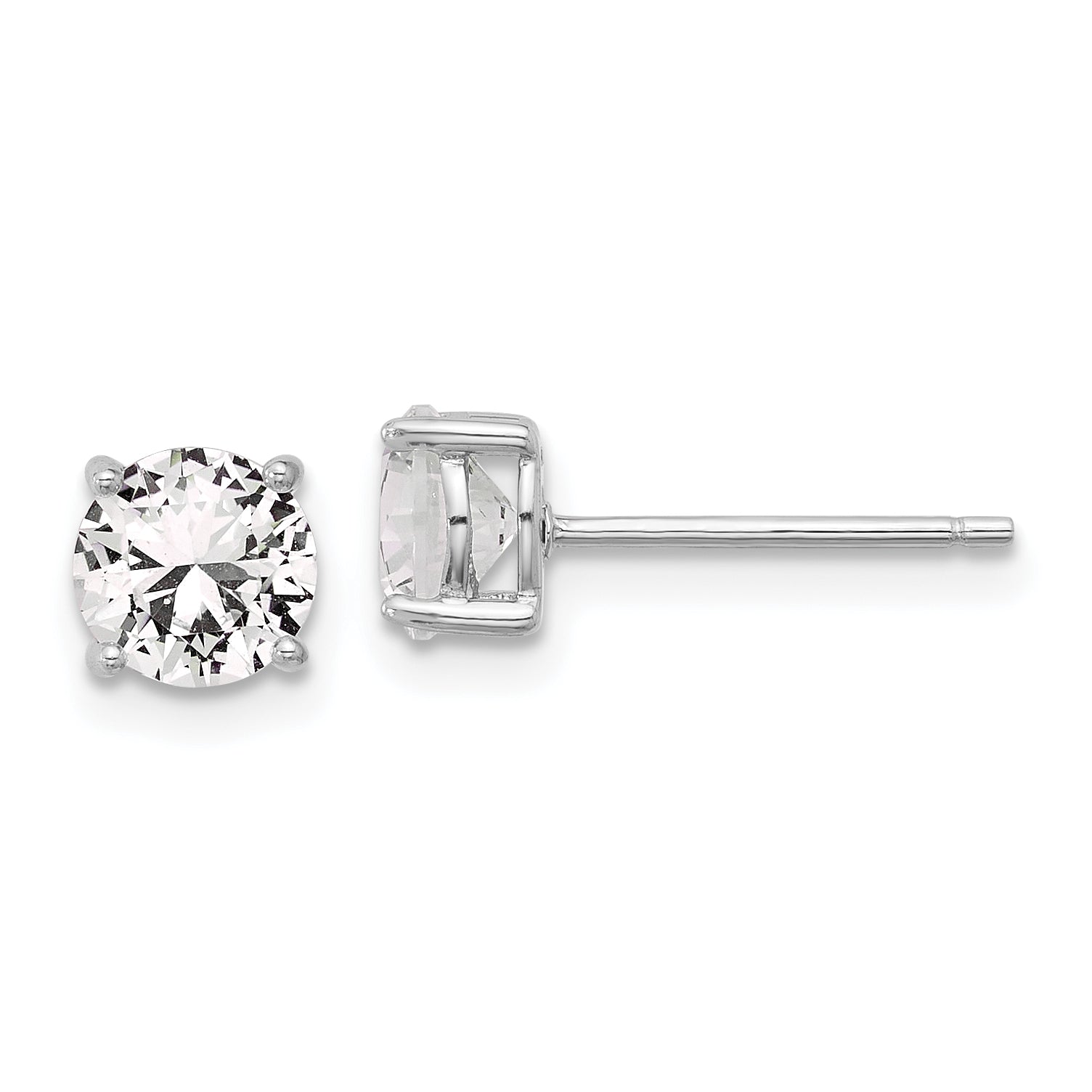 Sterling Silver RH-plated 6mm Created White Sapphire Stud Earrings Main image