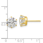 Sterling Silver Gold-tone Polished 8mm CZ Post Stud Earrings