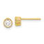 Sterling Silver Gold-tone 4mm CZ Grooved Bezel Post Stud Earrings