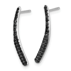 Sterling Silver Rhodium-plated Polished Black CZ Post Dangle Earrings