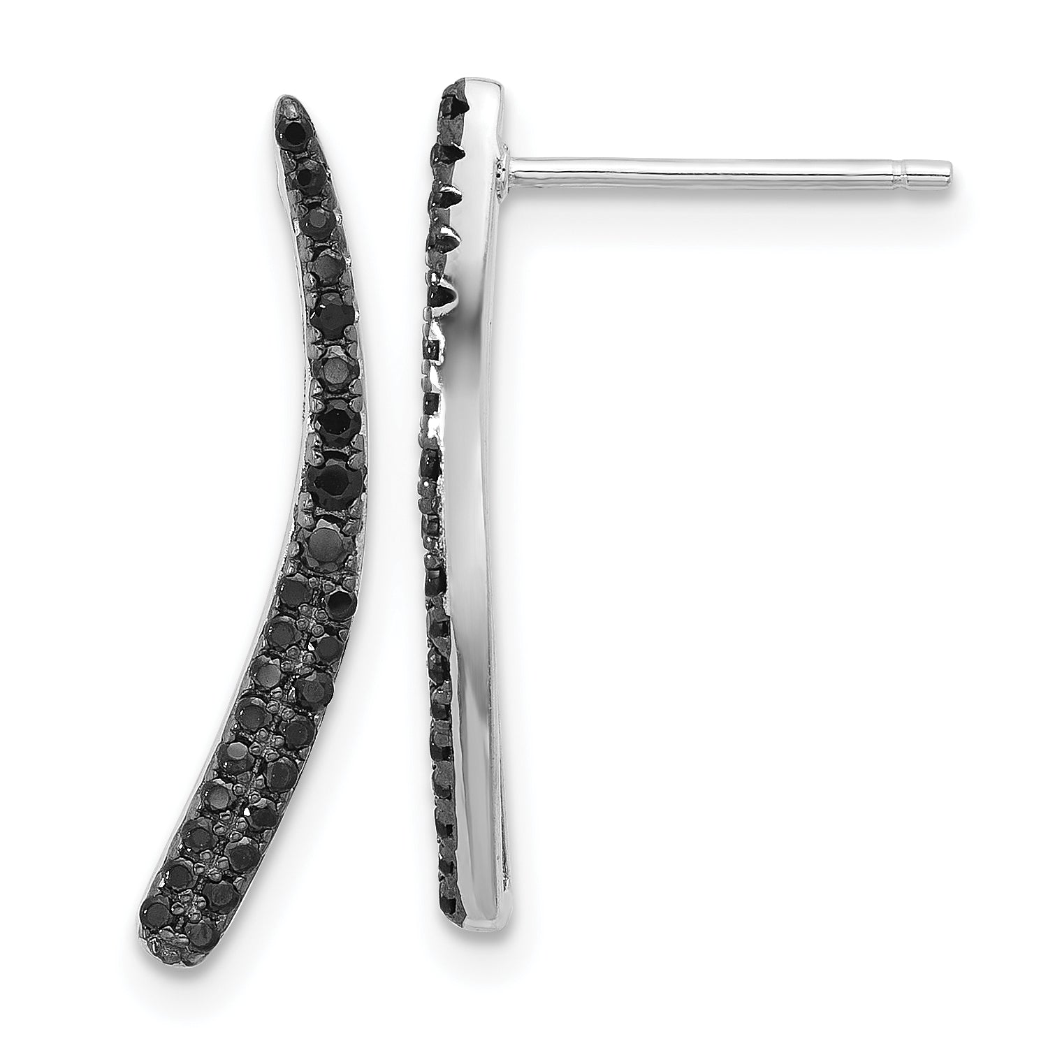 Sterling Silver Rhodium-plated Polished Black CZ Post Dangle Earrings Main image
