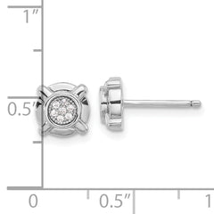 Sterling Silver Rhodium-plated Polished CZ Circle Post Earrings