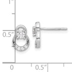 Sterling Silver Rhod-plated Polished Fancy CZ Double Circle Post Earrings