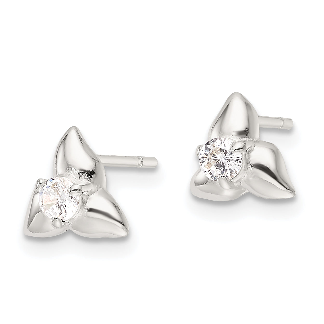 Sterling Silver Polished Triangular CZ Post Earrings Secondary image