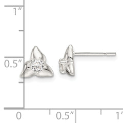 Sterling Silver Polished Triangular CZ Post Earrings