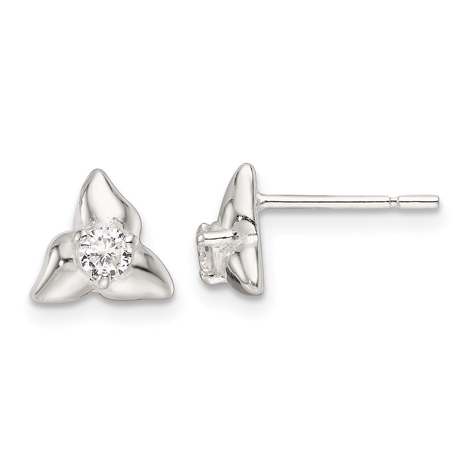 Sterling Silver Polished Triangular CZ Post Earrings Main image