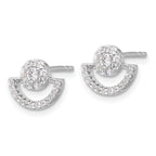 Pure Fire Sterling Silver Rhod-plated Fancy Half Circle Halo CZ Post Earrin