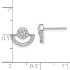 Pure Fire Sterling Silver Rhod-plated Fancy Half Circle Halo CZ Post Earrin