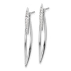 Sterling Silver RH-plated Curved Point CZ w/ Jacket Post Dangle Earrings