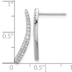 Sterling Silver Rhod-plated Polished Graduated CZ Drop Post Earrings