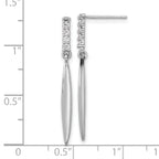 Sterling Silver Rhodium-plated Polished CZ Post Dangle Earrings