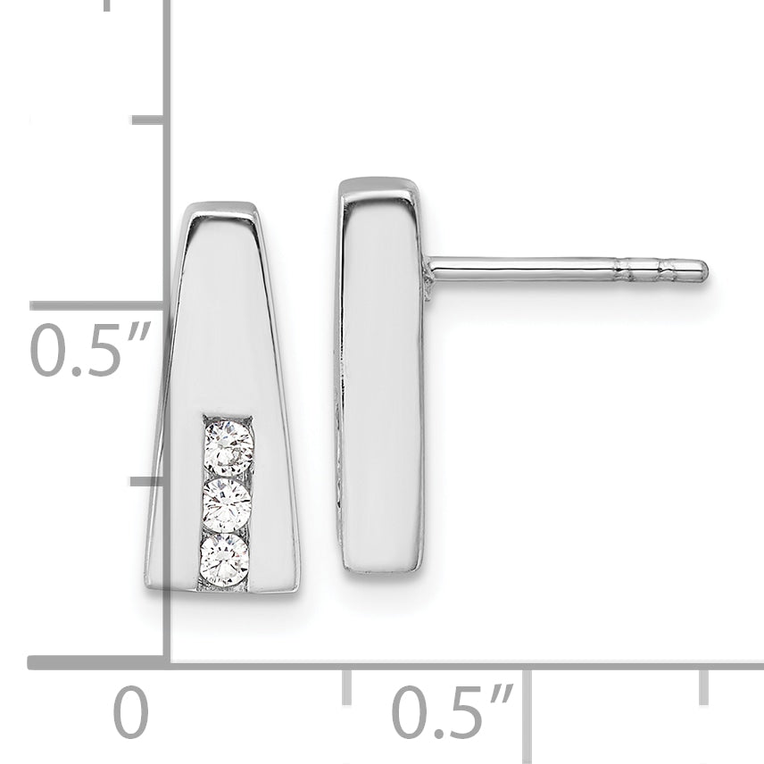 Sterling Silver Rhodium-plated Polished CZ Post Earrings