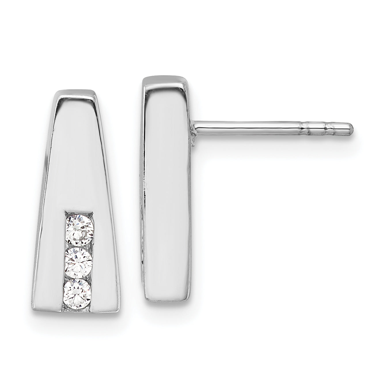 Sterling Silver Rhodium-plated Polished CZ Post Earrings Main image