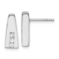 Sterling Silver Rhodium-plated Polished CZ Post Earrings