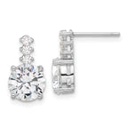 Sterling Silver Rhodium-plated Polished 8mm CZ Post Dangle Earrings