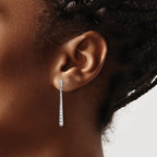 Sterling Silver Polished & Antiqued Graduated CZ Post Dangle Earrings