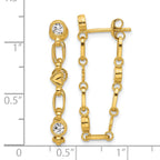 Sterling Silver Gold-tone Bezel CZ with Heart Post Dangle Earrings