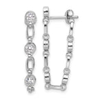 Sterling Silver Rhodium-plated Bezel CZ Post Dangle Earrings