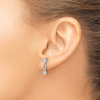 Sterling Silver Rhodium-plated Bezel CZ Post Dangle Earrings