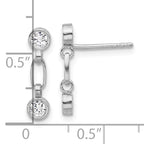 Sterling Silver Rhodium-plated Bezel CZ Post Dangle Earrings
