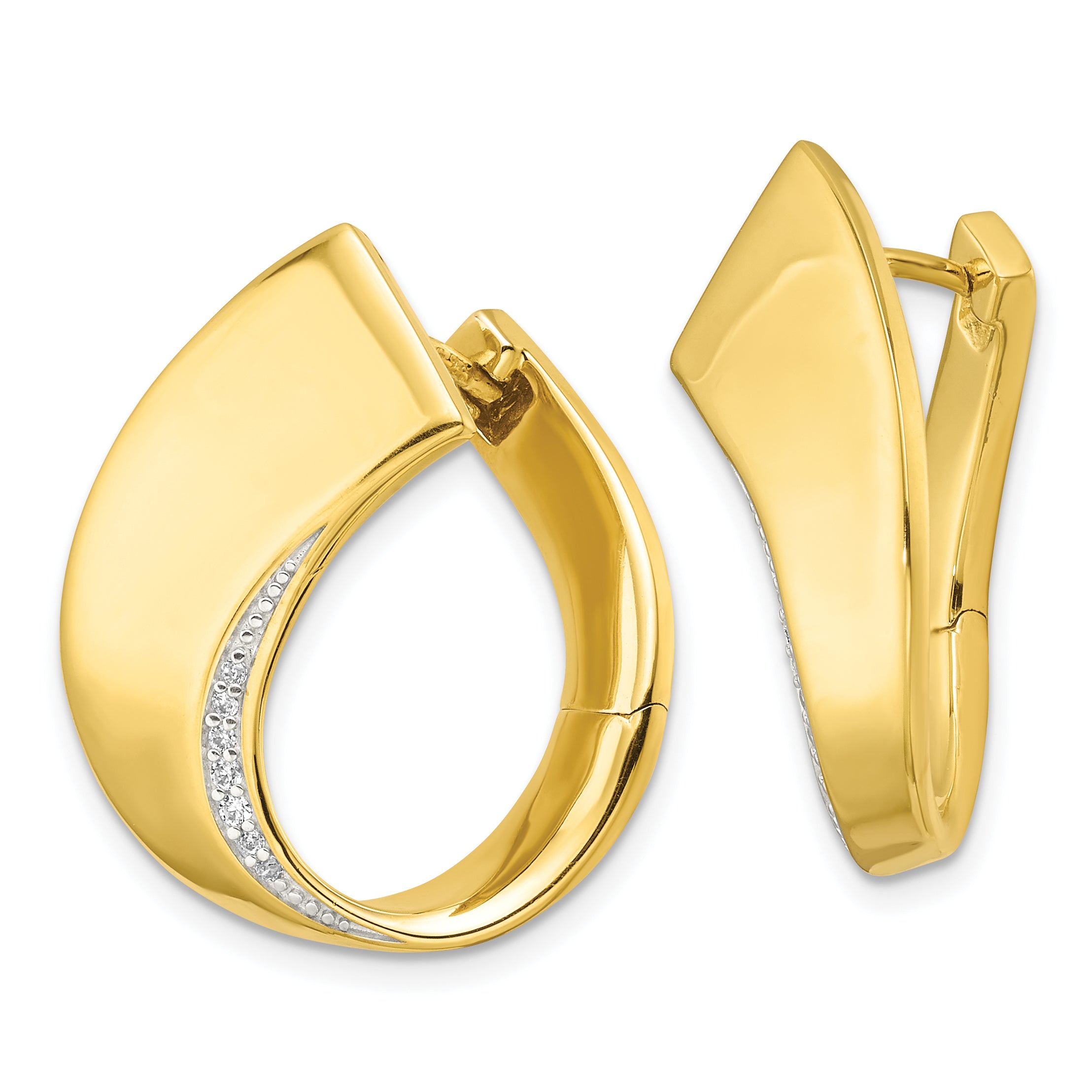 Sterling Silver Gold-tone Polished Fancy CZ Earrings Secondary image