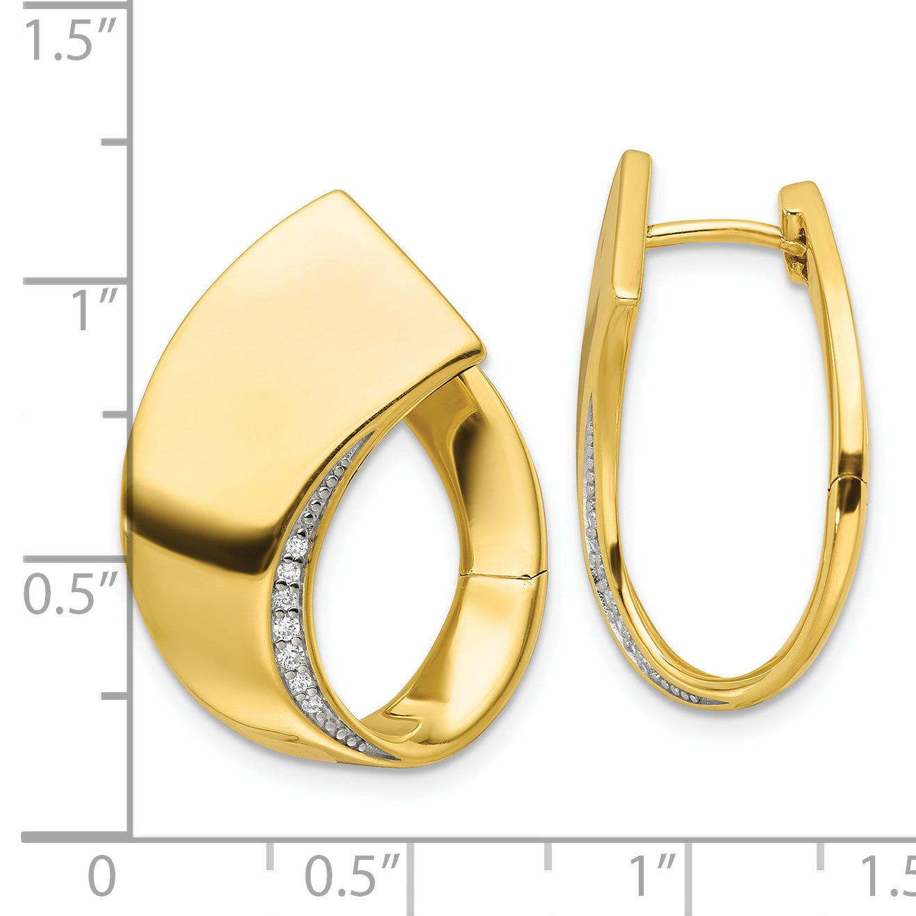 Sterling Silver Gold-tone Polished Fancy CZ Earrings