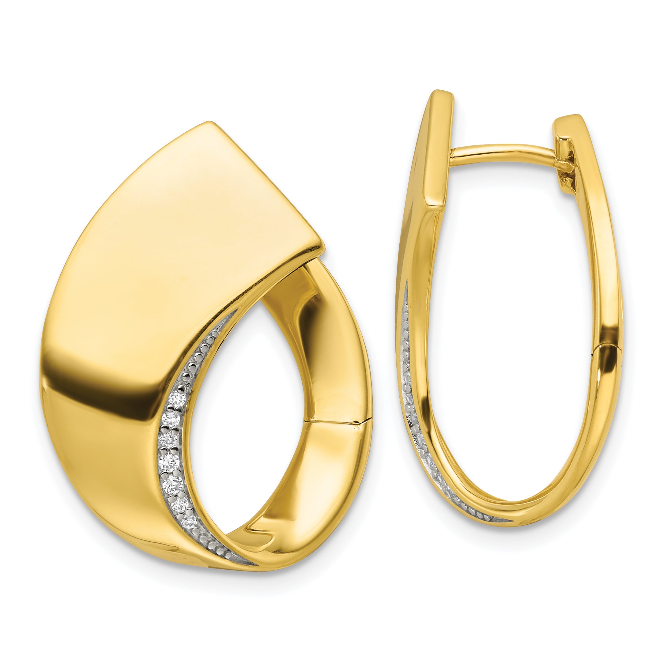 Sterling Silver Gold-tone Polished Fancy CZ Earrings Main image