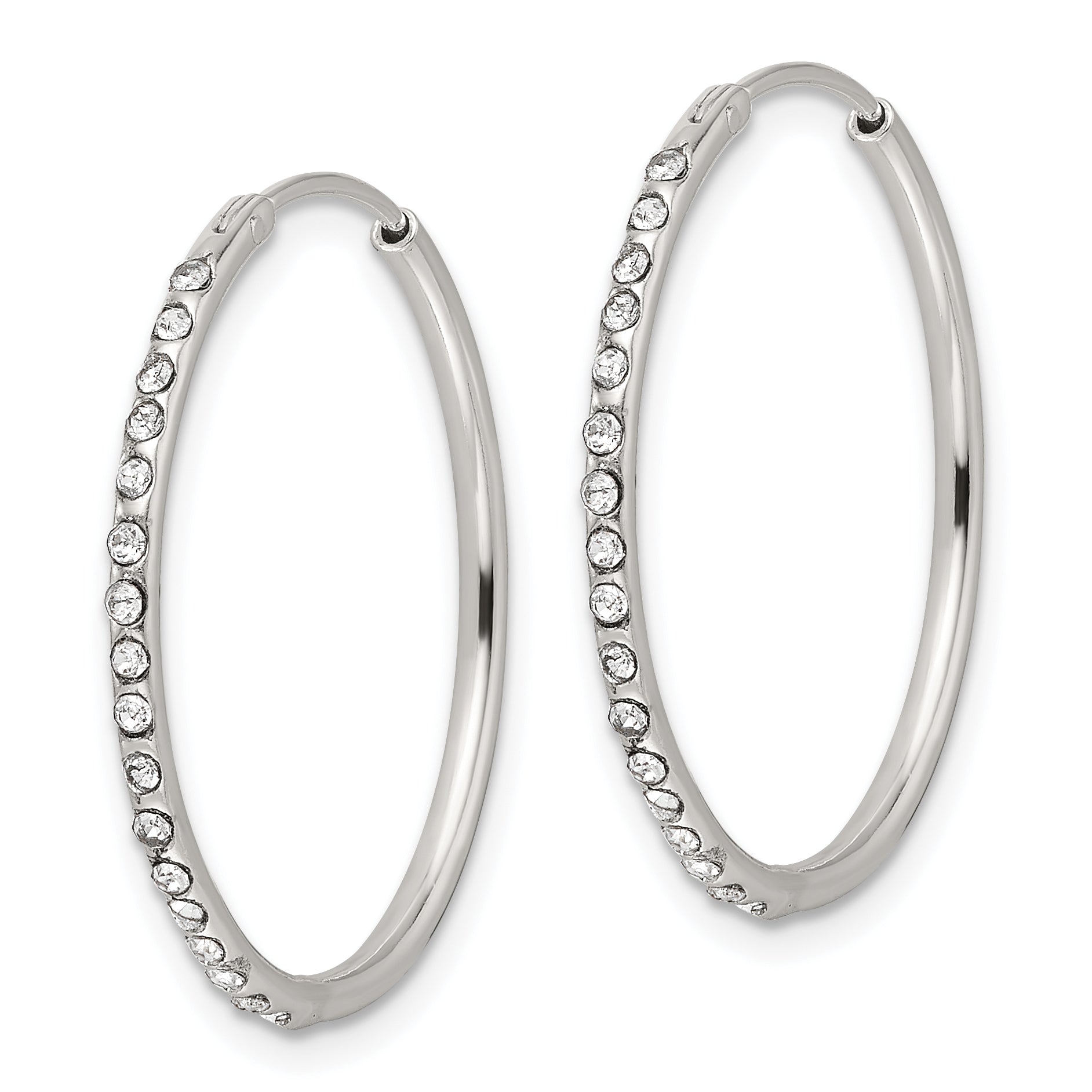 Sterling Silver Polished CZ Medium Round Endless Hoop Earrings Secondary image