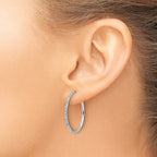 Sterling Silver Polished CZ Medium Round Endless Hoop Earrings