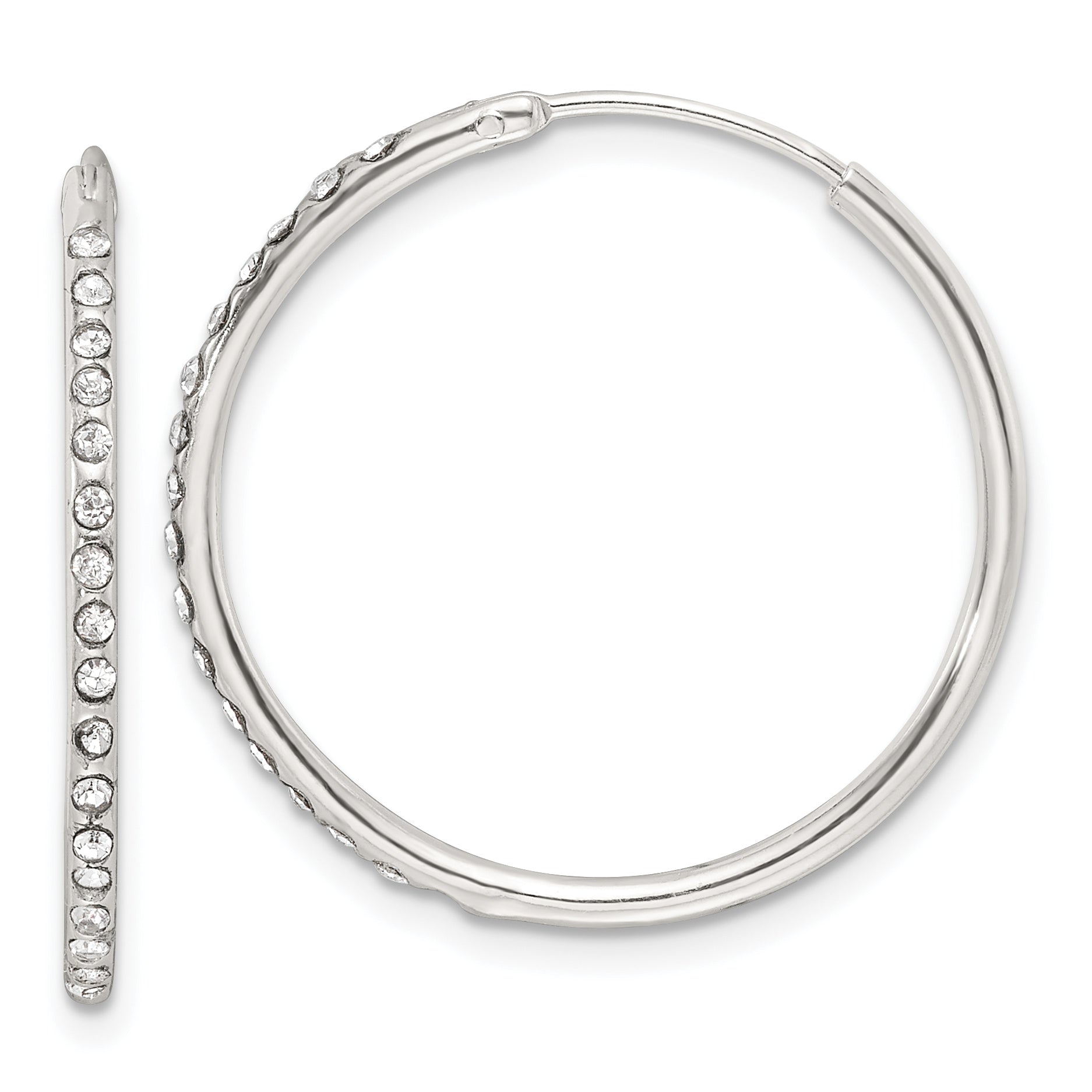 Sterling Silver Polished CZ Medium Round Endless Hoop Earrings Main image