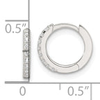 Sterling Silver E-Coating Polished CZ Hinged Hoop Earrings