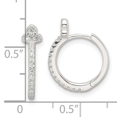 Sterling Silver E-Coating Fancy CZ Hinged Hoop Earrings