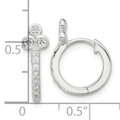 Sterling Silver E-coated CZ Hinged Hoop Earrings