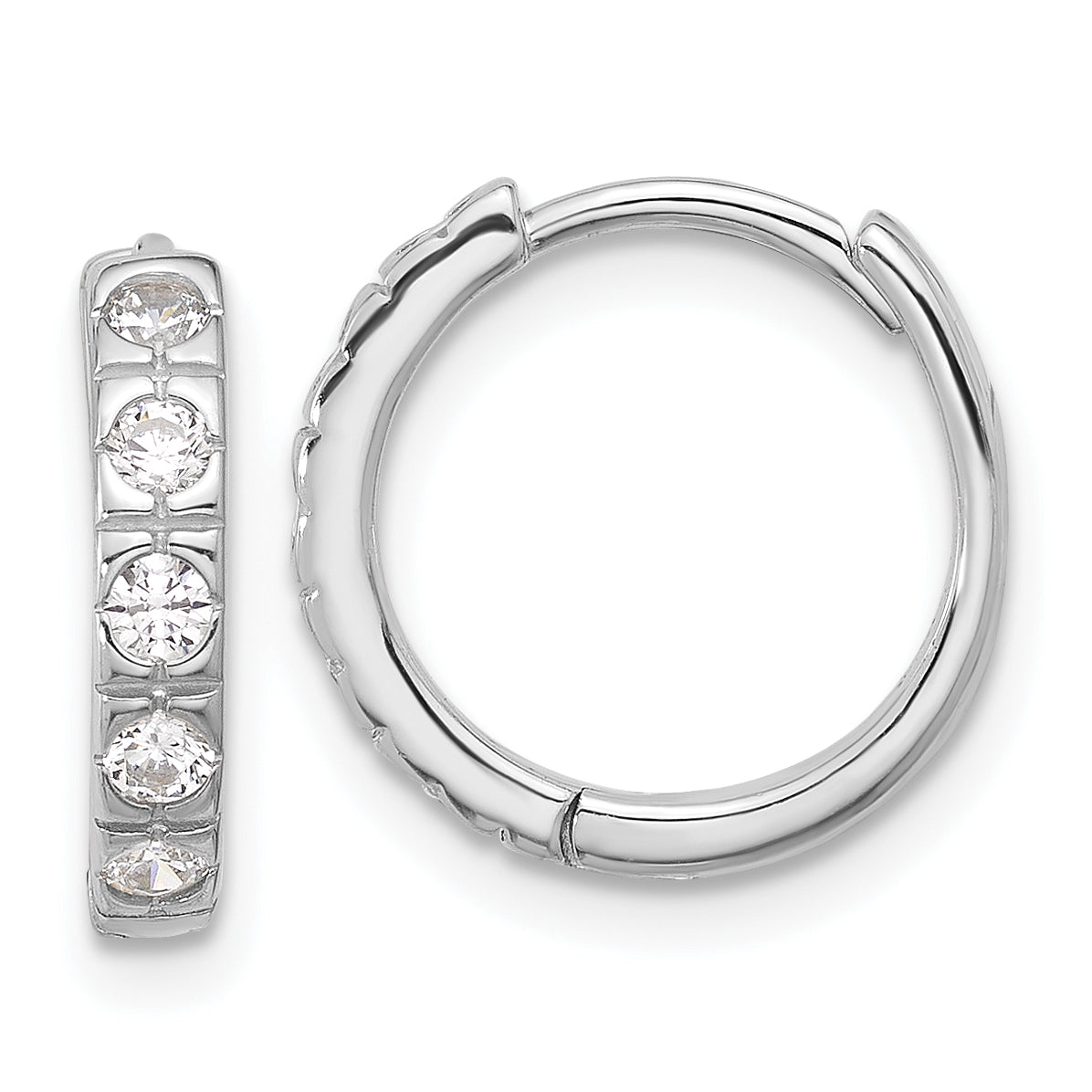 Sterling Silver Rhodium-plated CZ 2.75mm Hinged Hoop Earrings Main image
