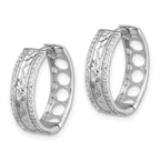 Sterling Silver Rhodium-plated Hammered Center CZ 5.5mm Hoop Earrings