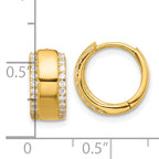 Sterling Silver Gold-tone CZ Edged 6.25mm Hinged Hoop Earrings