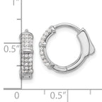 Sterling Silver Rhodium-plated 4mm CZ Hinged Huggie Hoop Earrings