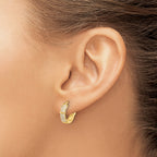 Sterling Silver Gold-tone 4mm CZ Hinged Huggie Hoop Earrings