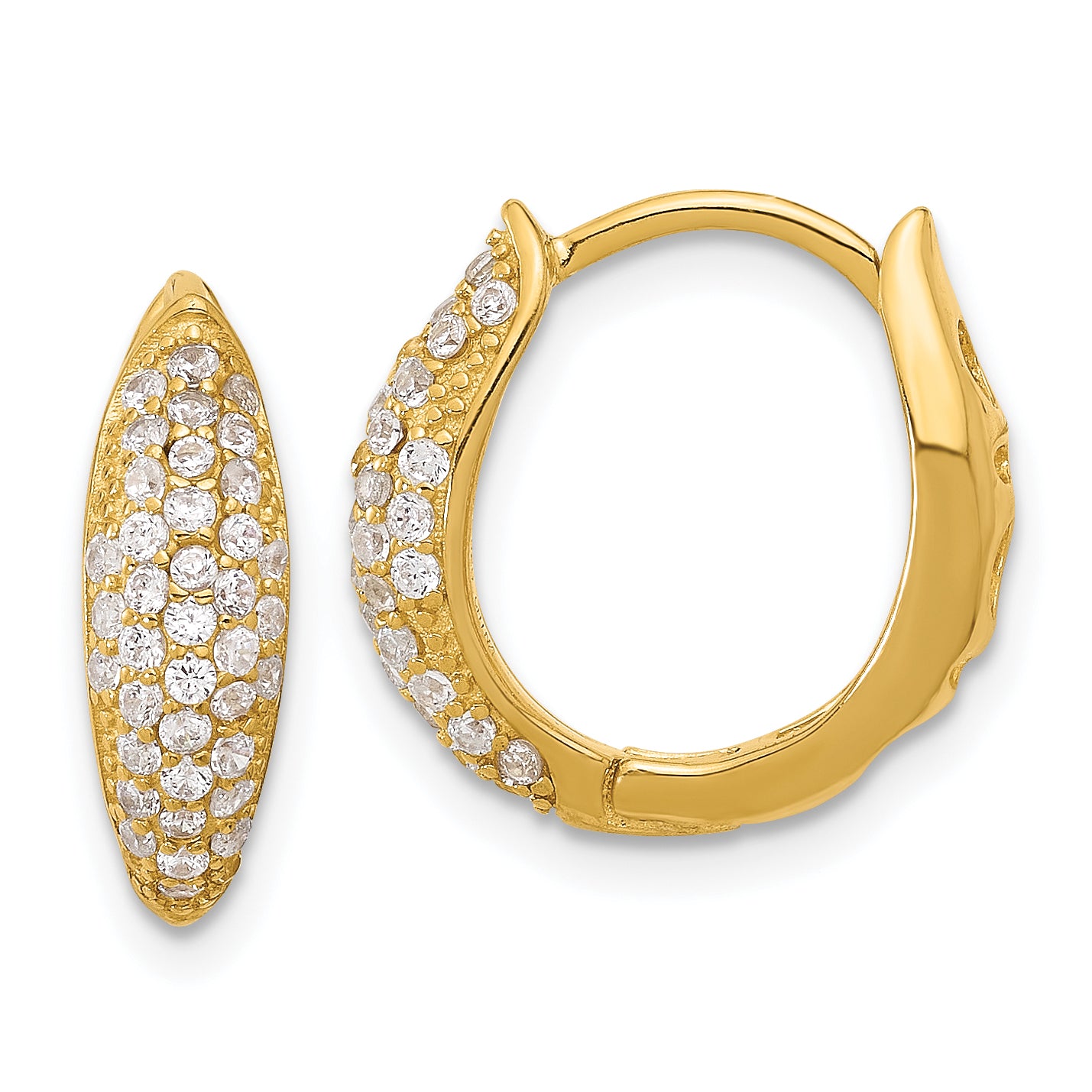 Sterling Silver Gold-tone Pav‚ CZ Hinged Huggie Hoop Earrings Main image