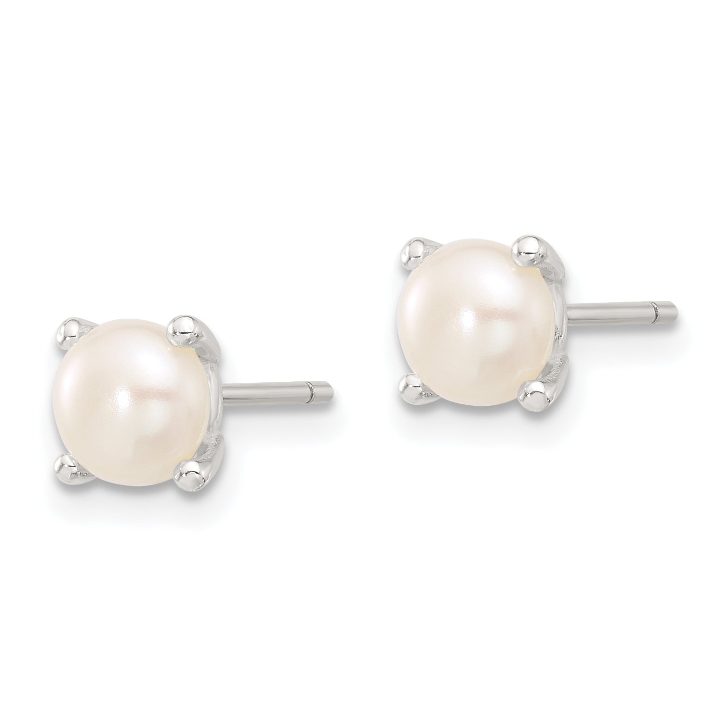 Sterling Silver E-Coating 6mm FWC Pearl Post Earrings Secondary image