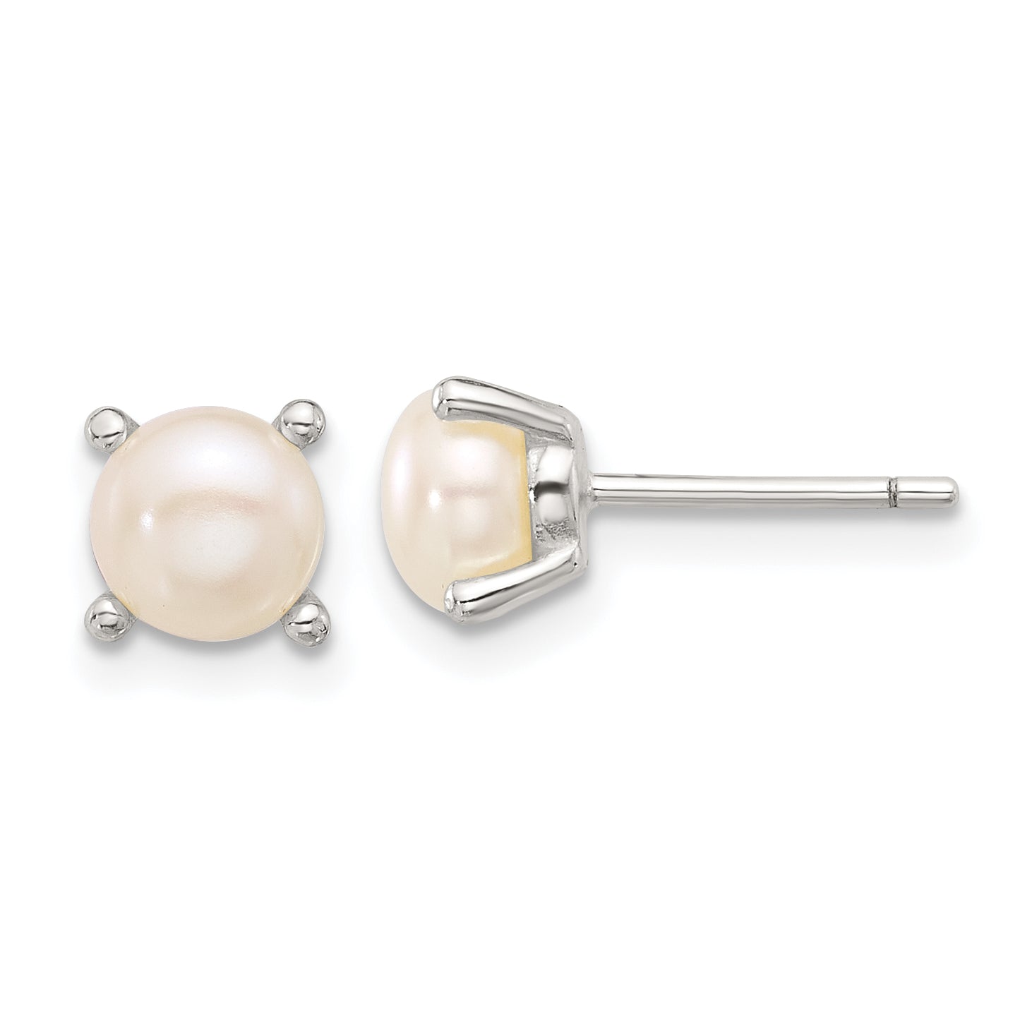Sterling Silver E-Coating 6mm FWC Pearl Post Earrings Main image
