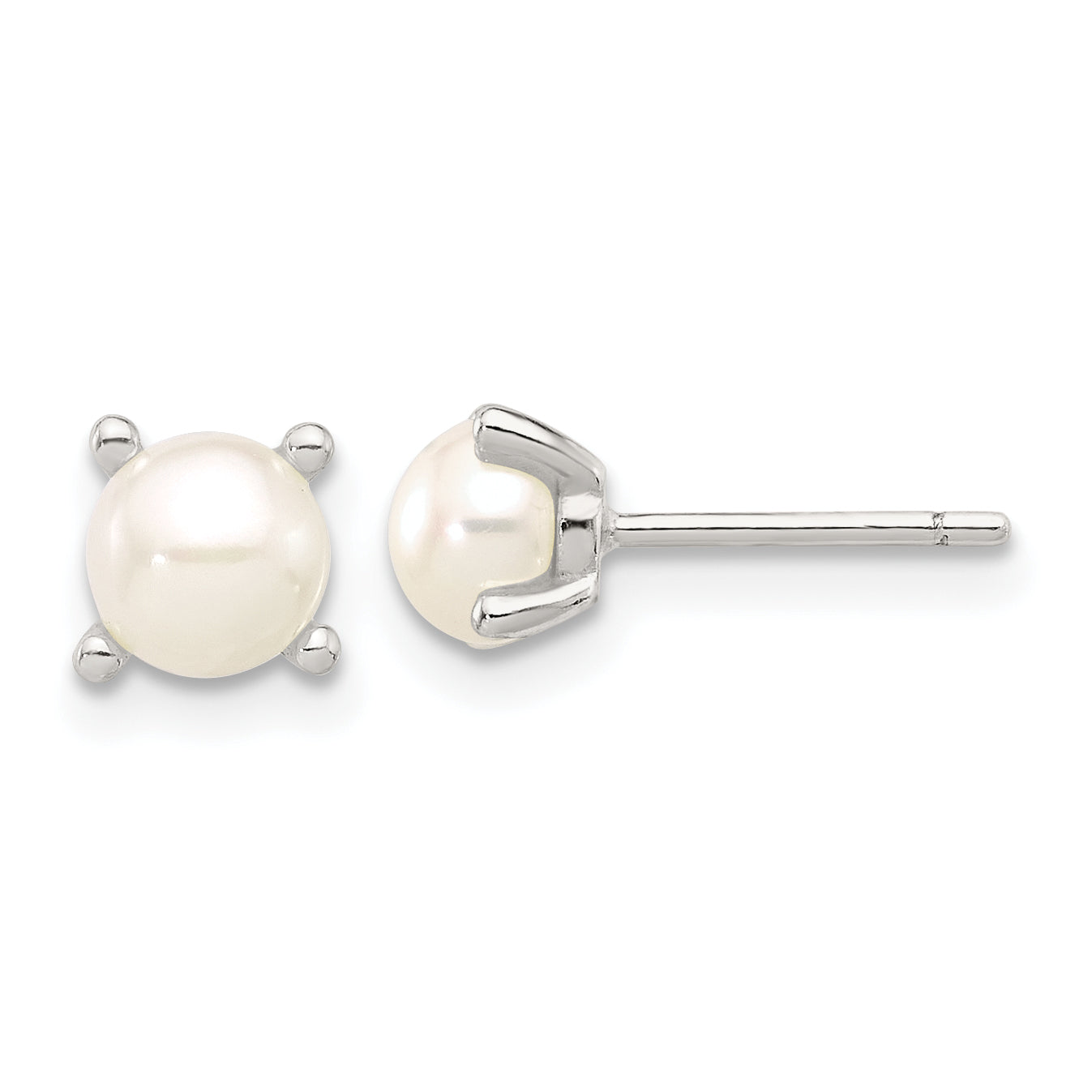 Sterling Silver E-Coating 5mm FWC Pearl Post Earrings Main image